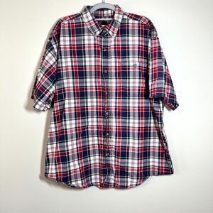 Canyon Guide Outfitters Red Blue Plaid Short Sleeve Button Up Shirt Mens XL